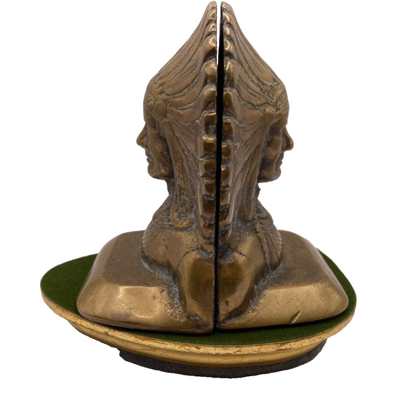 Vintage Indian Native American Chief Stamped "SOLID BRONZE" Bookends Set of 2 - Picture 4 of 16